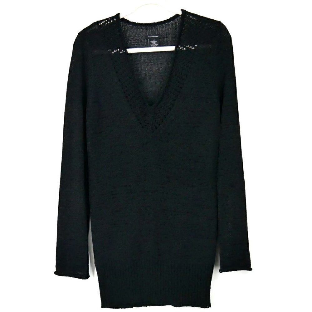 NWT Calvin‎ Klein Black Knit Long Sleeve Black L